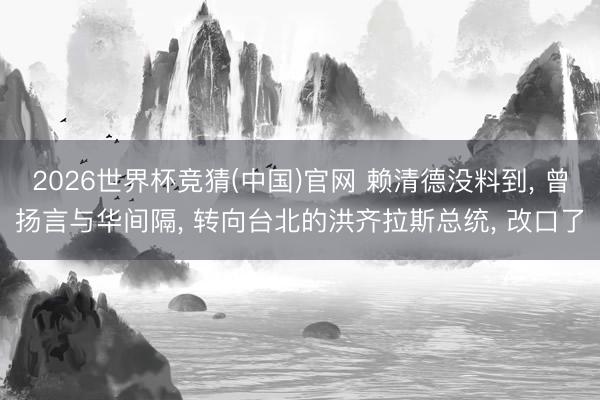 2026世界杯竞猜(中国)官网 赖清德没料到, 曾扬言与华间隔, 转向台北的洪齐拉斯总统, 改口了