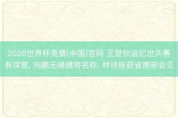 2026世界杯竞猜(中国)官网 王楚钦追忆世乒赛有深意， 向鹏无缘健将名称， 林诗栋获省携带会见
