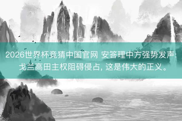 2026世界杯竞猜中国官网 安答理中方强势发声: 戈兰高田主权阻碍侵占， 这是伟大的正义。