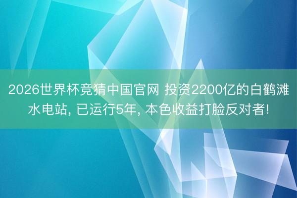 2026世界杯竞猜中国官网 投资2200亿的白鹤滩水电站， 已运行5年， 本色收益打脸反对者!