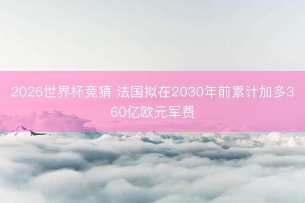 2026世界杯竞猜 法国拟在2030年前累计加多360亿欧元军费