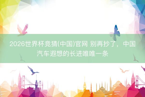 2026世界杯竞猜(中国)官网 别再抄了，中国汽车遐想的长进唯唯一条