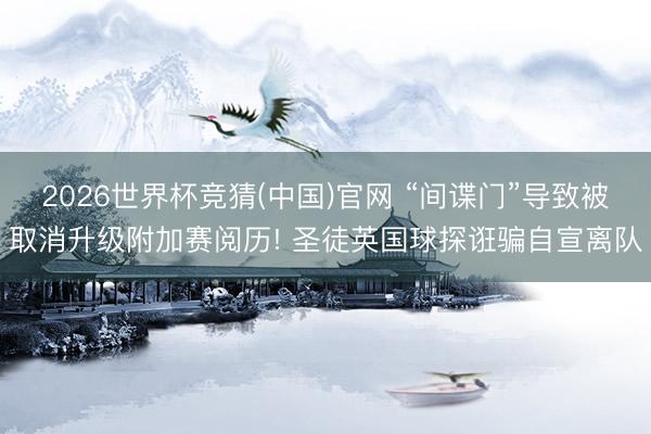 2026世界杯竞猜(中国)官网 “间谍门”导致被取消升级附加赛阅历! 圣徒英国球探诳骗自宣离队