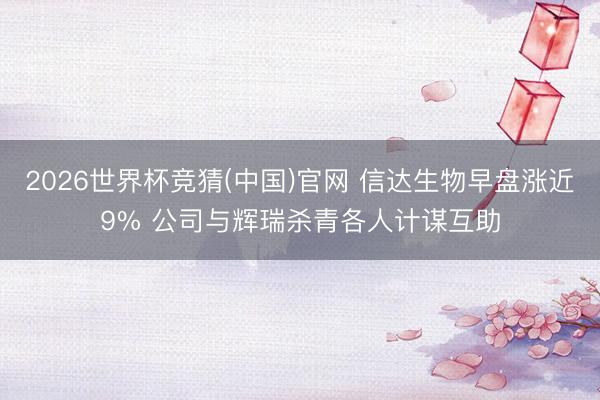 2026世界杯竞猜(中国)官网 信达生物早盘涨近9% 公司与辉瑞杀青各人计谋互助