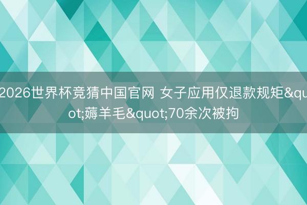 2026世界杯竞猜中国官网 女子应用仅退款规矩"薅羊毛"70余次被拘