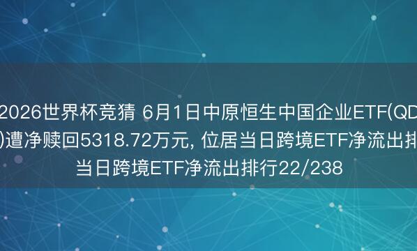 2026世界杯竞猜 6月1日中原恒生中国企业ETF(QDII)(159850)遭净赎回5318.72万元， 位居当日跨境ETF净流出排行22/238