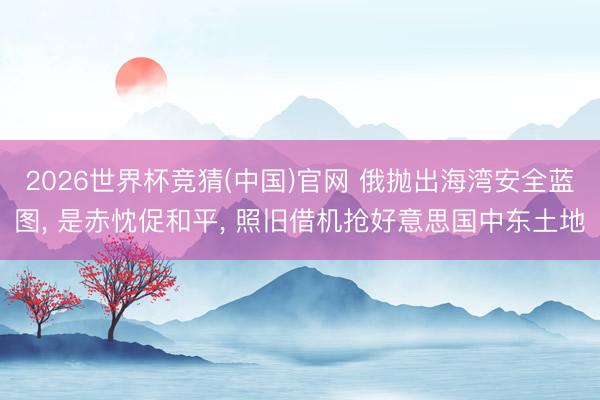 2026世界杯竞猜(中国)官网 俄抛出海湾安全蓝图, 是赤忱促和平, 照旧借机抢好意思国中东土地