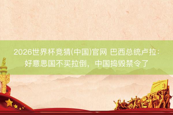 2026世界杯竞猜(中国)官网 巴西总统卢拉：好意思国不买拉倒，中国捣毁禁令了