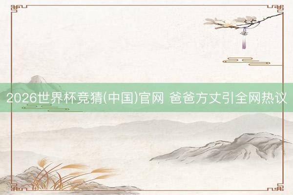 2026世界杯竞猜(中国)官网 爸爸方丈引全网热议
