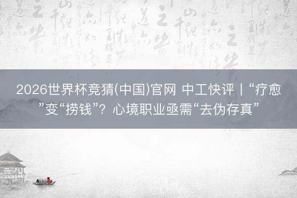 2026世界杯竞猜(中国)官网 中工快评丨“疗愈”变“捞钱”?心境职业亟需“去伪存真”