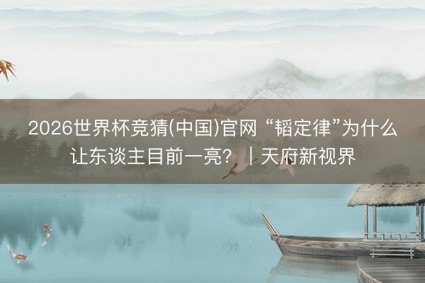 2026世界杯竞猜(中国)官网 “韬定律”为什么让东谈主目前一亮?|天府新视界