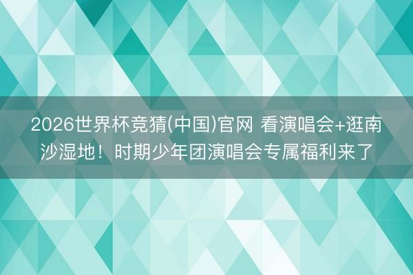 2026世界杯竞猜(中国)官网 看演唱会+逛南沙湿地！时期少年团演唱会专属福利来了