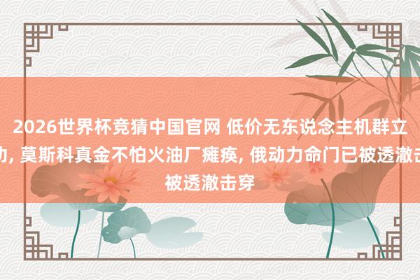 2026世界杯竞猜中国官网 低价无东说念主机群立大功， 莫斯科真金不怕火油厂瘫痪， 俄动力命门已被透澈击穿