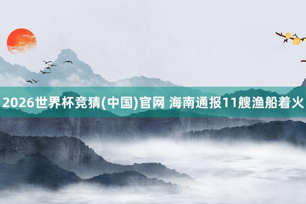 2026世界杯竞猜(中国)官网 海南通报11艘渔船着火
